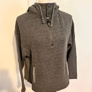 Prana Charcoal Gray Half-Zip Hooded Pullover Sweater